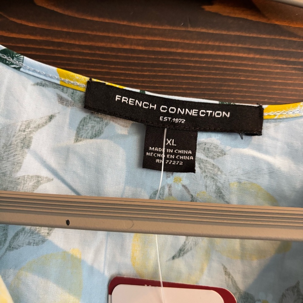 ❗️FINAL❗️NWT French Connection Blue and Yellow Lemon Midi Dress XL - Picture 12 of 14